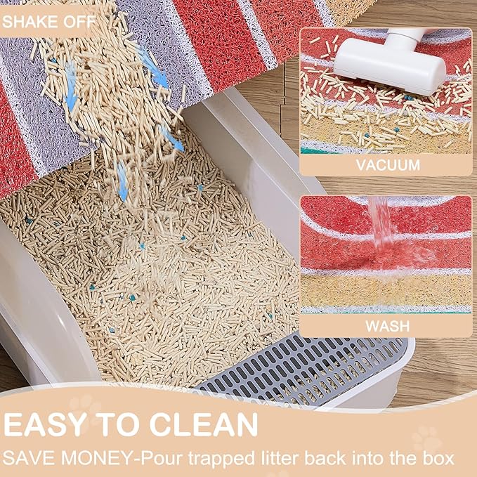 Unicorn Catcher Cat Litter Mat Quality Litter Box Mat Large Non-Slip Cat Litter Mat Litter Trapping Mat Soft Kitty Litter Mat Compatible Two Litter Boxes Cat Products Easy to Clean,Orange,XL