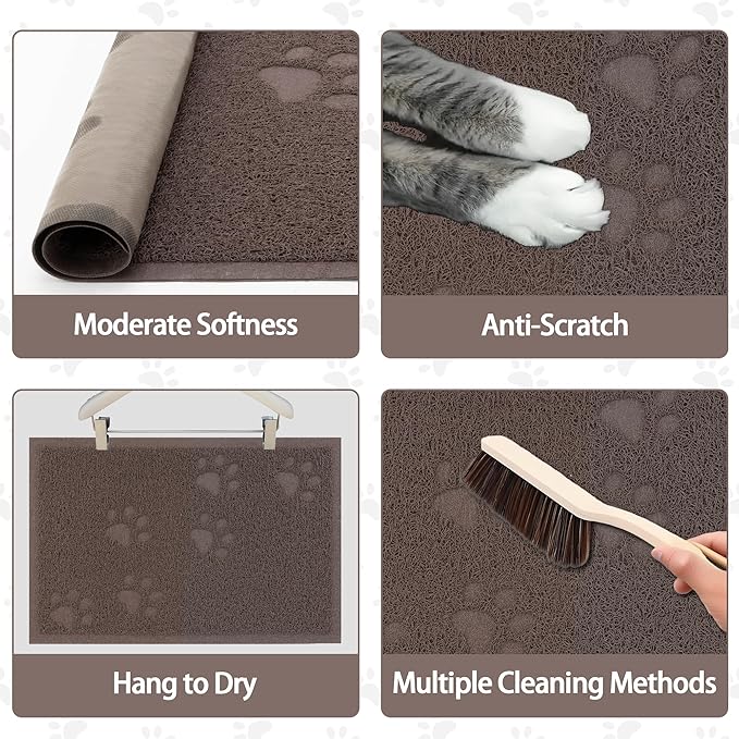 Darkyazi Cat Litter Box Mat for Floor Litter Trapping Mat Non-Slip Backing, Scatter Control, Easy Clean, Water Resistant, Soft on Paws (15.75" x 11.75",Coffee)