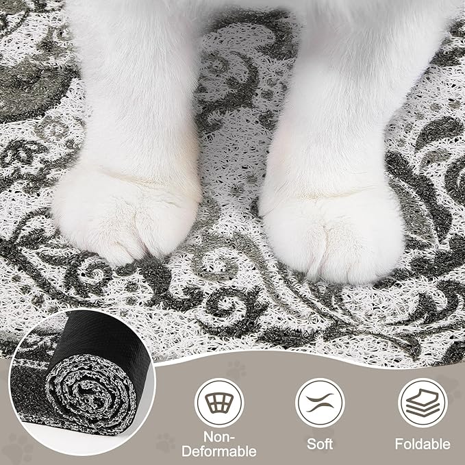 Unicorn Catcher Cat Litter Mat 33" x 22" Non-Slip Litter Box Mat Washable Litter Catcher Mat for Litter Box Indoor Food Mat Supplies Essentials, Black