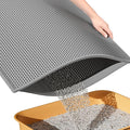 ESTHELLO Cat Litter Mat Large, Cat Litter Trapping Mat, Honeycomb Double Layer Design, Easy to Clean,Washable (30’’ x 24’’ Gray