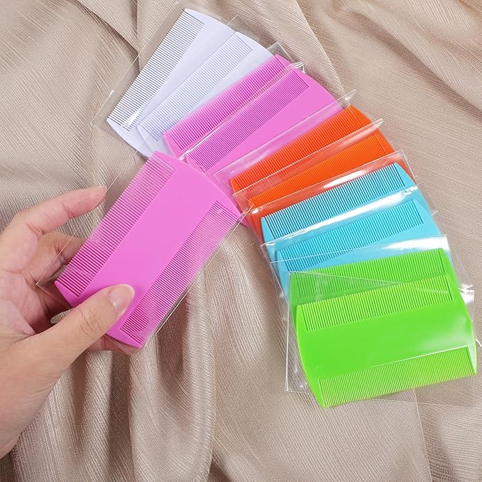 100 Pcs Pet Flea Combs, Double Sided Fine & Wide Tooth Comb for Cats and Dogs, 5-Color Assortment for Tear Stain Removal, Flea, Lice, and Dandruff Grooming Tool