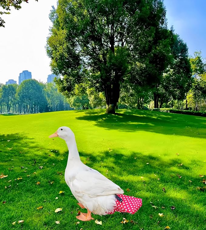 2 Pack Chicken Diapers for Hens, Roosters, Diapers for Ducks, Ducklings, Reusable Pet Diaper with Bow Ties Waterproof Poultry Nappies for Geese Pet Ducks, Red Polka Dots&Banana,S