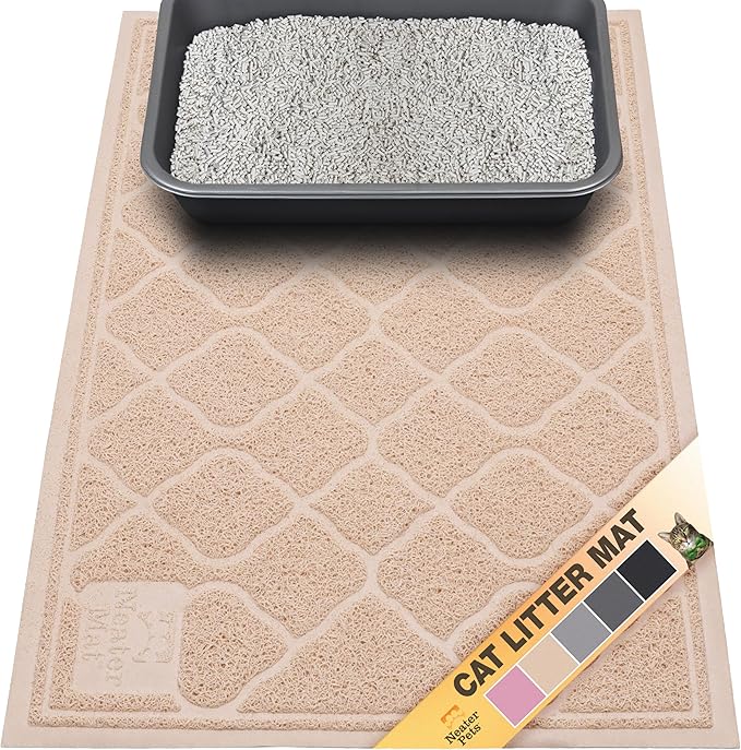 Neater Pets Neater Mat Cat Litter Mat, Thick & Durable Cat Mat for Litter Box, Trapper Pad Catches Mess to Protect Indoor Floors, Soft on Kitty Paws, Anti-Skid Grip Backing, Easy to Clean, Beige