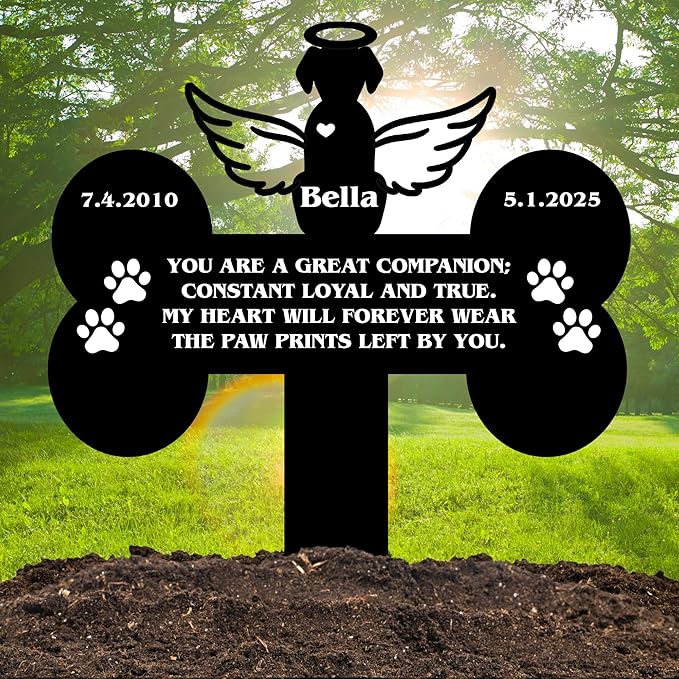Custom Pet Cross Grave Markers Dog Outdoor | Memorial Burial Markers for Your Furry Friend | Cemetery Grave Pet Headstones for Dogs | Custom with Photo Resting Place Sign for Paw Companions