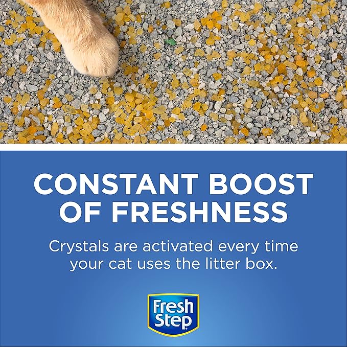 Fresh Step Cat Litter Crystals in Tropical Summer Breeze Scent - Cat Litter Box Deodorizer - Combats Odors and Neutralizes Smells to Keep Your Home Clean, 15 Ounce - 6 Pack