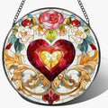 Stained Glass Window Hanging, 8 in Valentine Heart Sun Catcher, Stained Glass Suncatcher, Gift for Wife, Gift for Girlfriend, Mother's Day, Christmas, Birthday, Valentine's Day Gifts for Couple, Her