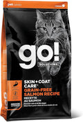 Go! Solutions Skin + Coat Care Salmon Grain-Free Dry Cat Food, Chicken-Free, Healthy Kibble with Omega-3s & 6s for Soft, Shiny Fur, for Kittens, Adults, & Seniors, 8 lb Bag