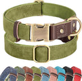 Didog Soft PU Leather Dog Collar for Large Dogs,Classic Adjustable Wide Dog Collars with Quick Release Metal Buckle,Easy Clean and Comfortable with Nylon Lining,Olive Green,XL Neck 20-27", Width 1.2"