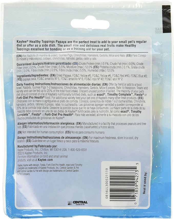Kaytee Healthy toppings Papaya,2.5 oz (6 Pack)