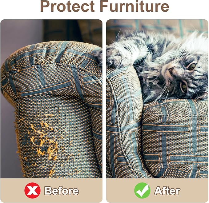 uxcell Self-Adhesive Cat Scratching Mat, 1 Roll 11.8" x 11.8" Couch Protector from Cat Claws for DIY Sofa, Wall, Doors, Cut Anti Cat Scratch Pad Carpet Mat, Light Gray