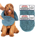 Dog Gone Smart The Dirty Dog Shammy - 2-Pack, Antimicrobial Microfiber Dog Towel for Odor Control, Fast-Drying Plush, Dual Hand Pockets & Super Absorbent, Machine Washable - 31 x 13 in, Pacific Blue