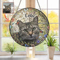 Custom Pet Memorial Sun Catcher, Glass Window Hanging with Photo, Floral Tribute Keepsake, Sympathy Gift for Dog or Cat Loss 2