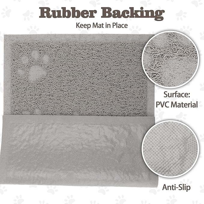 Darkyazi Cat Litter Box Mat for Floor Litter Trapping Mat Non-Slip Backing, Scatter Control, Easy Clean, Water Resistant, Soft on Paws (15.75" x 11.75",Gray Sand)