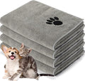 Chumia 4 Pack Dog Towels for Drying Pet Grooming Absorbent Dogs Soft Microfiber Quick Drying Winter Large Medium Small Puppy Bath Towels for Kitten Cats Pets(16 x 31 Inch,Gray)