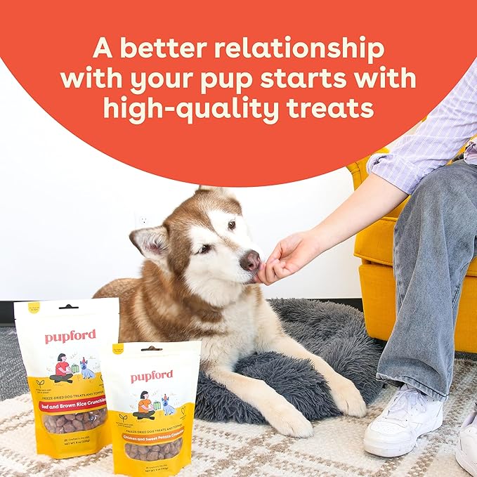Pupford Crunchies, All-Natural, Healthy, Freeze Dried Treat for Dogs & Puppies (Chicken & Sweet Potato, 8 oz)