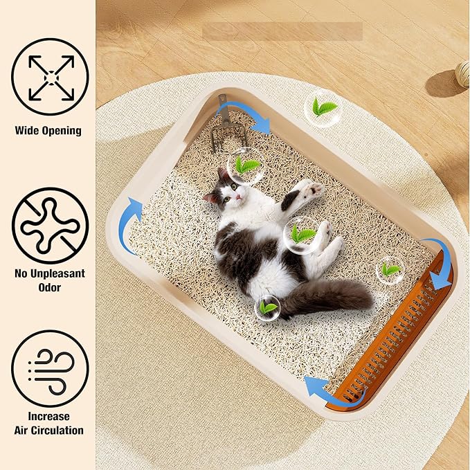 Gefryco Senior Cat Litter Box Low Entry Extra Large Litter Box for Indoor Cats Corner Low Cat Pan