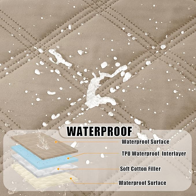 Smiry Waterproof Dog Bed Cover Blanket 82x120, Soft Reversible Pet Blanket, Washable Leakproof Cats Dogs Couch Cover for Sofa, Couch, Furniture, Taupe/Beige