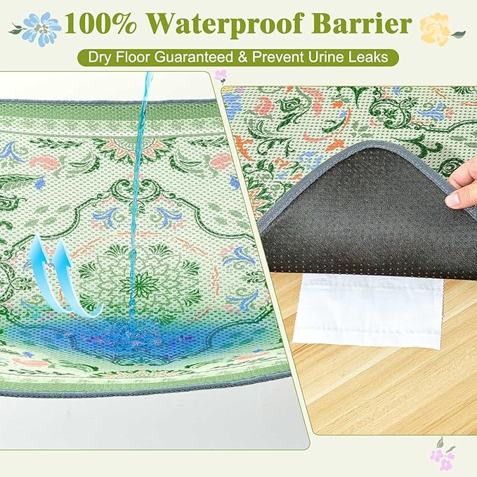 Unicorn Catcher 33X22in Cat Litter Mat Machine Washable Soft 3D Air Mesh Litter Box Rug Non-Slip Backing Quick Dry Scatter Control for Paws,Bean Green