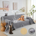 PuTian 100% Waterproof Couch Cover for Dogs - Anti-Scratch Washable Non Slip 2 Cushion Cover Blanket for L Shaped Sectional Recliner Chair Sofa Slipcover for Pet Cats Kids, 71''X102'' Boho Grey