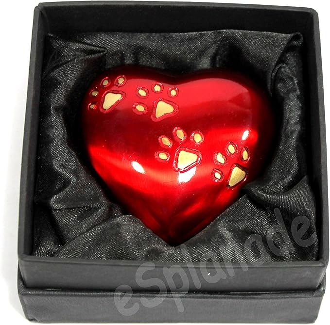 eSplanade cat Dog pet Cremation Mini Heart urn Keepsake Memorial | Small urn for Ashes Funeral Burial