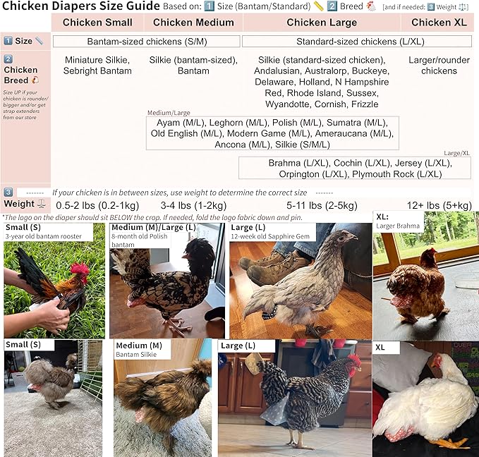Chicken Diapers Duck Diaper Diaperalls for Hens, Roosters, Ducks, Ducklings - Reusable, Adjustable by Uni Infinity (Buffalo Plaid, Chicken XL/Duck Large, 1, Count)