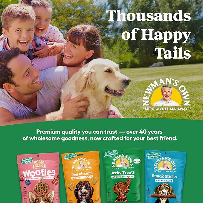 Newman's Own Original Beef Jerky Dog Treats, 5 oz Bag (Pack of 6) — High Protein, Grain Free, Grass-Fed Beef as First Ingredient, Chewy Wholesome Training Rewards