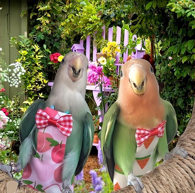 6Pcs Bird Diapers Bird Harness Flight Suits Diapers Reusable Parrot Nappy with Waterproof Inner Layer Washable Cute Urine Wet Suit Costume for Cockatiel Conure Budgie Macaw Parakeet,M