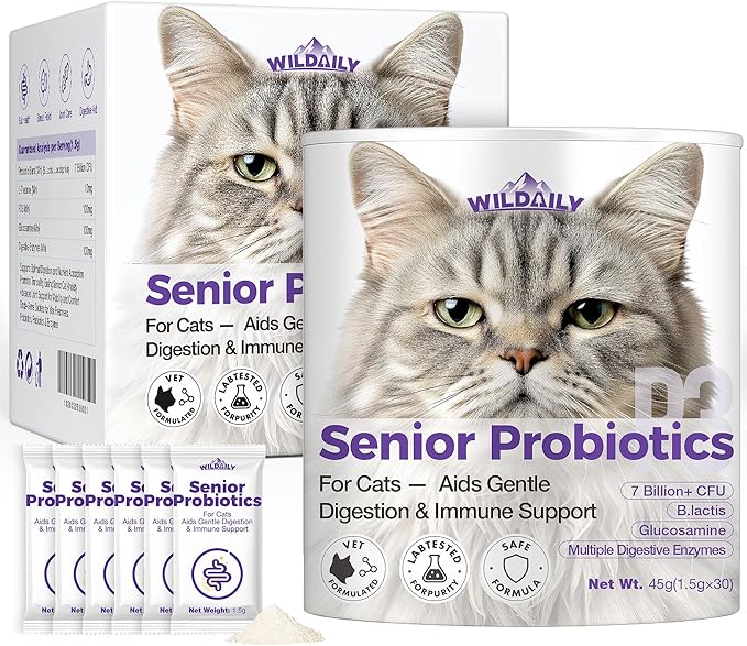 Cat Probiotics Gut – Constipation Relief – Supports Immunity, Regularity, & Healthy Digestion, 30-Day Supply (Senior Formula)