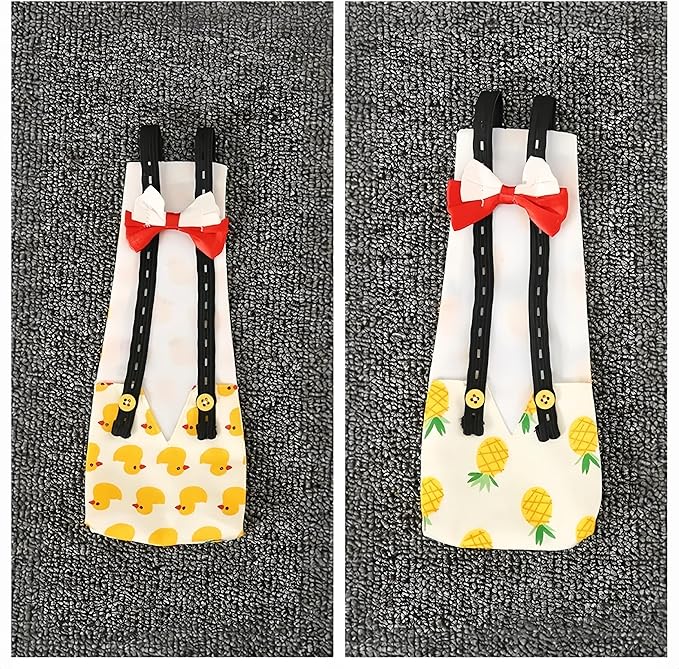 2 Pack Chicken Diapers for Hens, Roosters, Diapers for Ducks, Ducklings, Reusable Pet Diaper with Bow Ties Waterproof Poultry Nappies for Geese Pet Ducks,Pineapple&Yellow Duck,M