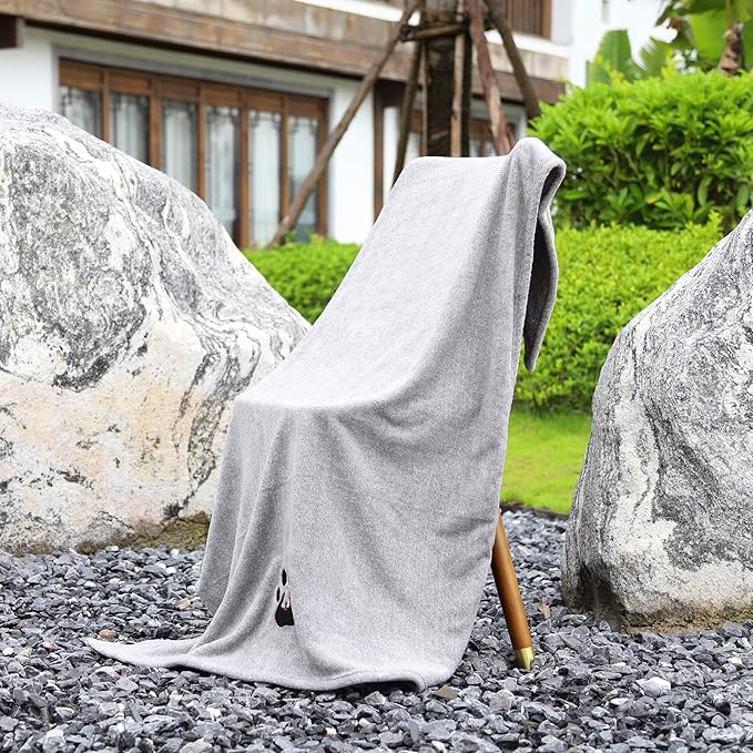 Extra Large Dog Towel Super Absorbent Soft Microfiber Pet Bath Grooming Towels for Drying Dogs and Other Pets (XL-55" * 36", Grey)