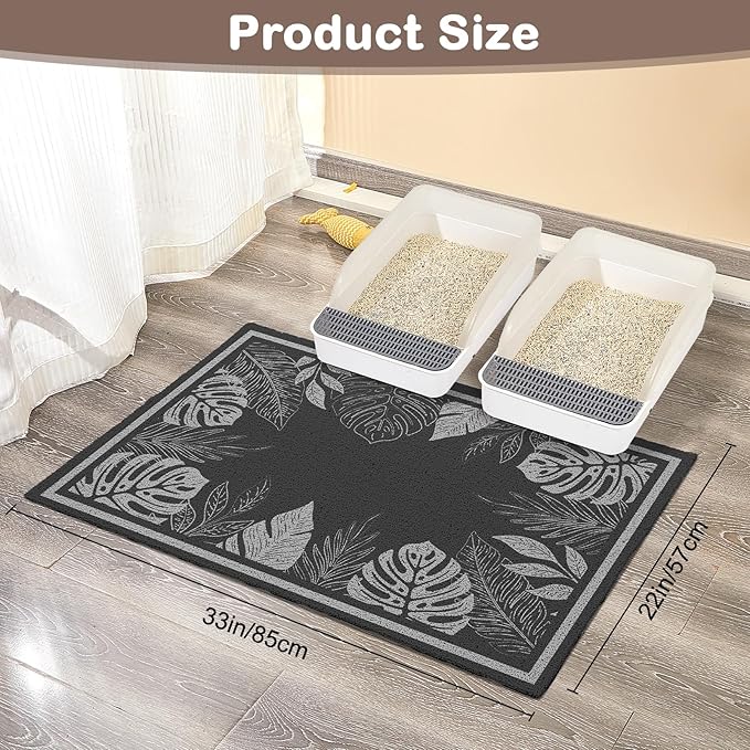 Unicorn Catcher 33x22 inches Cat Litter Mat Non-Slip Bottom Litter Box Mat Urine-Proof Soft Litter Mat for Cats Waterproof Pads Protects Floors Cat Mat for Litter Box