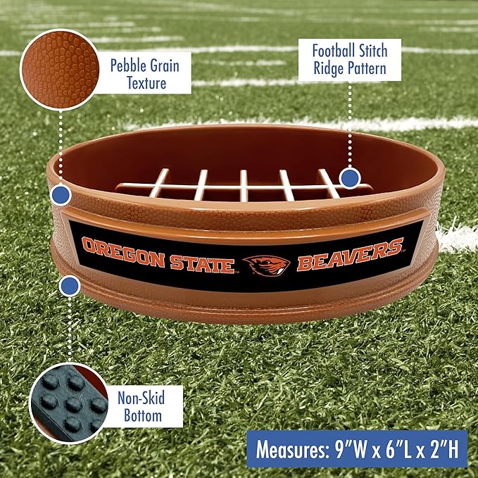 NCAA Super-Bowl - Oregon State Beavers Slow Feeder Dog Bowl. Football Design Slow Feeding Cat Bowl for Healthy Digestion. Non-Slip Pet Bowl for Large & Small Dogs & Cats