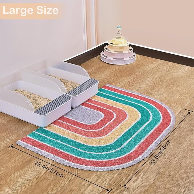 Unicorn Catcher Cat Litter Mat Quality Litter Box Mat Large Non-Slip Cat Litter Mat Litter Trapping Mat Soft Kitty Litter Mat Compatible Two Litter Boxes Cat Products Easy to Clean,Orange,L