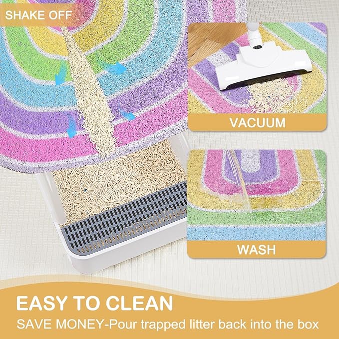 Unicorn Catcher Cat Litter Mat Quality Litter Box Mat Large Non-Slip Cat Litter Mat Litter Trapping Mat Soft Kitty Litter Mat Compatible Two Litter Boxes Cat Products Easy to Clean,Pink,M