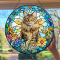 Personalized Cat Portrait Art Suncatcher Stained Glass Remembrance Gift Cat Indoor Decor Window Hanging Dog Bereavement Keepsake Loss of Pet Sympathy with Name Date Portrait