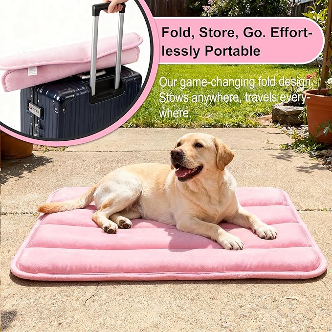 Dog Crate Pad, Ultra Soft & Anti-Slip Kennel Mat, Secure Fit for Metal Crates & Dog Cages, Washable Cozy Bed for Small Medium Large Dogs (Pink, L(34"*20"*1.5"))