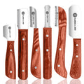 FLAMIA & JABZ FJ Professional Stripping Knife kit (6 pieces set) for Dogs & Pets, Wooden Handle Grip with Stainless Steel Blade (Right handed) (Orange)