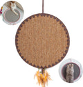 Cat Scratcher Mat for Indoor Cats Modern Carpets Nature Sisal Feather Tassel Round Horizontal Floor Wall Mounted Cat Scratching Pads Furniture Protector for Wall Couch Sofas