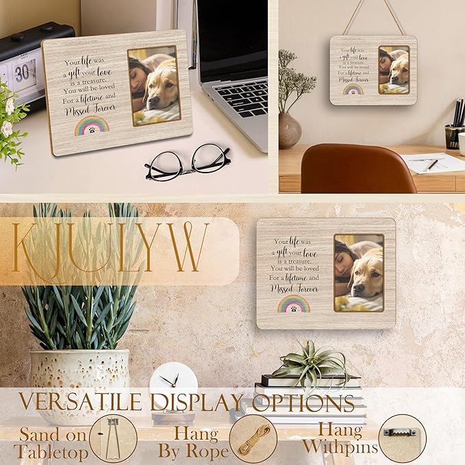 Pet Memorial 4x6 Picture Frame, Loss of Pet Sympathy Gift Dog Cat, Your Life Was a Gift Your Love Is a Treasure Picture Photo Frames for Desk Tabletop Wall Decoration
