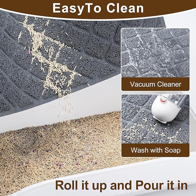 Cat Litter Mat Litter Box Mat，Litter Trapping Mat Premium Durable PVC Pad, 47 x 35 Inches Kitty Litter Box, Easy to Clean，Non-Slip，Urine Waterproof