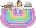 Unicorn Catcher Cat Litter Mat Quality Litter Box Mat Large Non-Slip Cat Litter Mat Litter Trapping Mat Soft Kitty Litter Mat Compatible Two Litter Boxes Cat Products Easy to Clean,Pink,XL