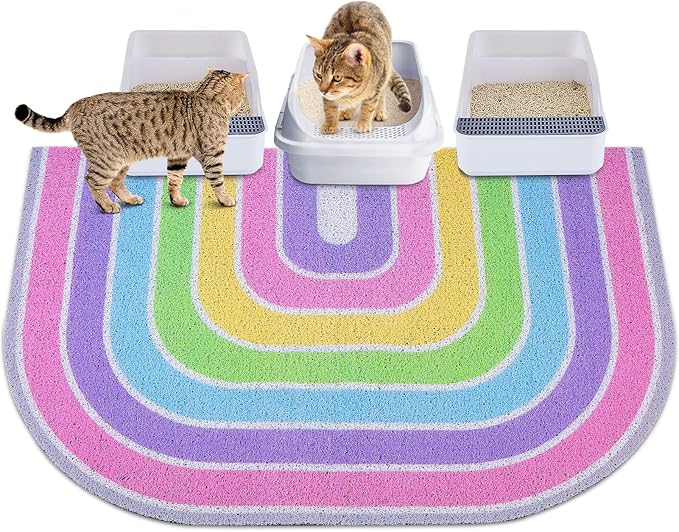 Unicorn Catcher Cat Litter Mat Quality Litter Box Mat Large Non-Slip Cat Litter Mat Litter Trapping Mat Soft Kitty Litter Mat Compatible Two Litter Boxes Cat Products Easy to Clean,Pink,XL