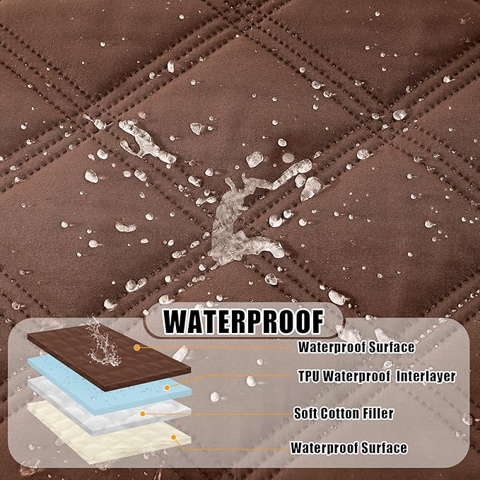 Smiry Waterproof Dog Bed Cover Blanket 68x82, Soft Reversible Pet Blanket, Washable Leakproof Cats Dogs Couch Cover for Sofa, Couch, Furniture, Brown/Beige