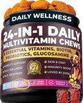 24-in-1 Daily Multivitamin Dog Chews – Joint, Skin & Coat, Digestion & Immunity Support – Glucosamine, Omega-3, Probiotics for Gut Health – PhD-Endorsed, 140 Chews, Beef Flavor