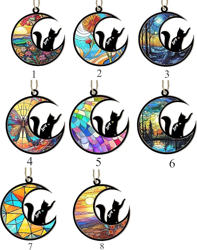 Personalized Cat Suncatcher & Memorial Ornament - Cat Lovers Gifts for Loss or Christmas