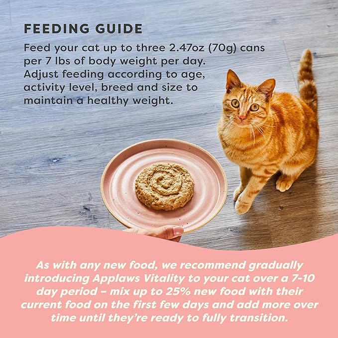 Applaws Vitality Wet Cat Food Paté, Natural Cat Food with Added Vitamins & Minerals, Grain-Free, Carrageenan Free, Fish Variety Selection (12 Count, 2.47 oz Cans)