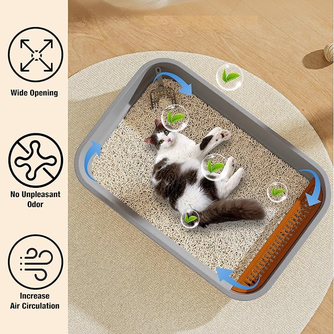 Gefryco Senior Cat Litter Box Low Entry Extra Large Litter Box for Indoor Cats Corner Low Cat Pan