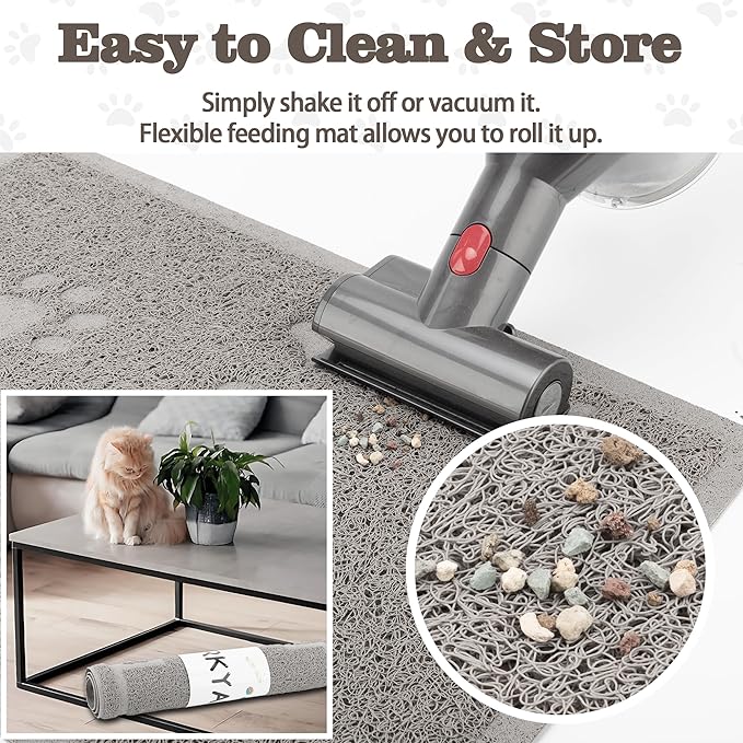 Darkyazi Cat Litter Box Mat for Floor Litter Trapping Mat Non-Slip Backing, Scatter Control, Easy Clean, Water Resistant, Soft on Paws (15.75" x 11.75",Gray Sand)