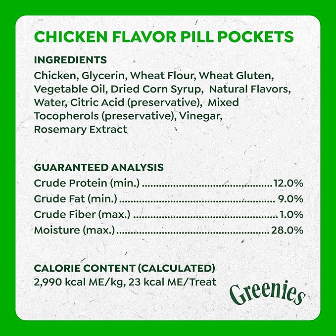 Greenies Pill Pockets for Dogs Large Size, Soft Dog Treats, Chicken Flavor, 7.9 oz. Pouch (30 Treats)