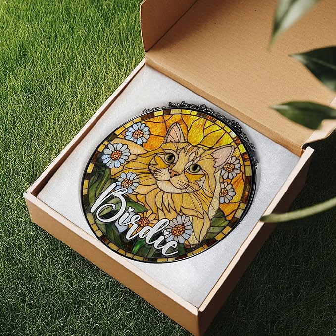 Custom Dog Portrait Art Suncatcher Stained Glass Remembrance Gift Pet Indoor Decor Window Hanging Dog Cat Bereavement Keepsake Loss of Pet